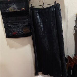 Women's Black Satin Maxi Skirt - Classic Evening Skirt